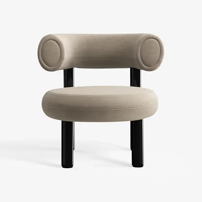 Tom Dixon Tom Dixon - Fat Black Steel Lounge Chair - Clay (Linara 2494 93)