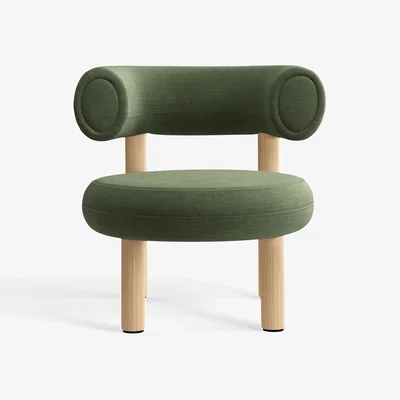 Tom Dixon Tom Dixon - Fat Natural Wood Lounge Chair - Tarragon (Linara 2494 100)