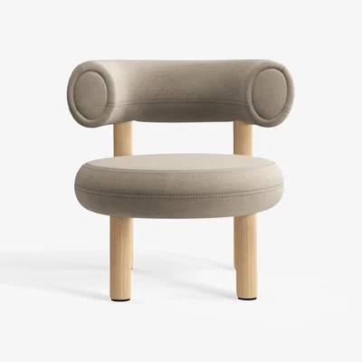 Tom Dixon Tom Dixon - Fat Natural Wood Lounge Chair - Clay (Linara 2494 93)