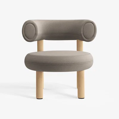 Tom Dixon Tom Dixon - Fat Natural Wood Lounge Chair - Grey (Kvadrat Hero 2 0212)