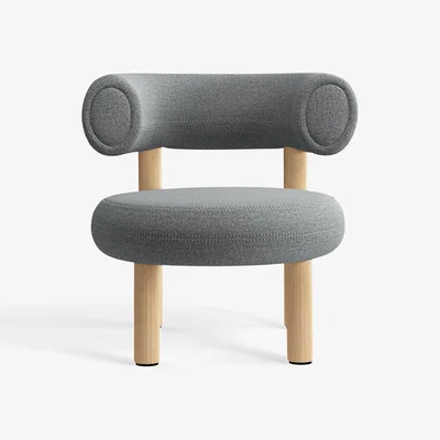 Tom Dixon Tom Dixon - Fat Natural Wood Lounge Chair - Mid Grey (Kvadrat Hallingdal 0130)