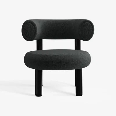 Tom Dixon Tom Dixon - Fat Black Steel Lounge Chair - Dark Grey (Kvadrat Melange Nap 0191)