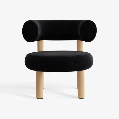 Tom Dixon Tom Dixon - Fat Natural Wood Lounge Chair - Black (Kvadrat Gentle 0193)