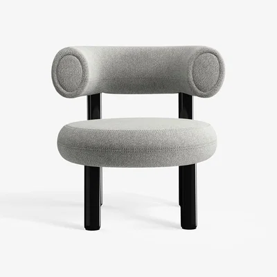 Tom Dixon Tom Dixon - Fat Black Steel Lounge Chair - Natural (Alpine 01)