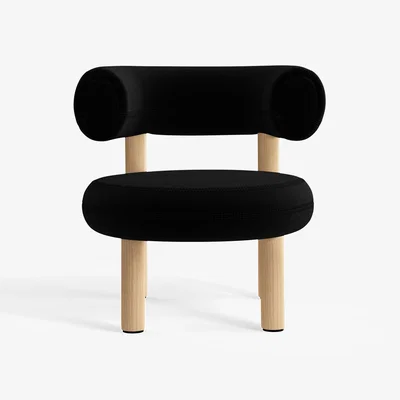 Tom Dixon Tom Dixon - Fat Natural Wood Lounge Chair - Black (Kvadrat Hero 2 0192)