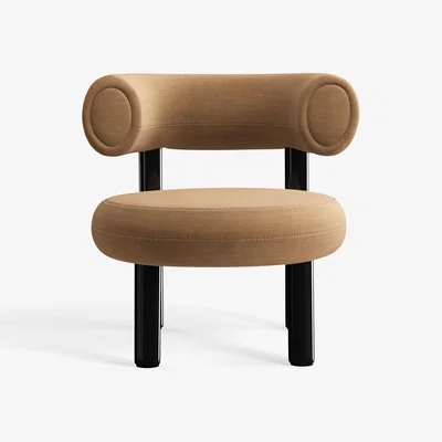 Tom Dixon Tom Dixon - Fat Black Steel Lounge Chair - Spice (Linara 2494 142)