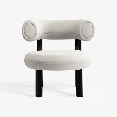 Tom Dixon Tom Dixon - Fat Black Steel Lounge Chair - Coconut (Linara 2494 138)