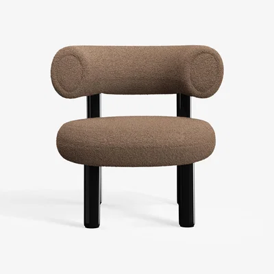 Tom Dixon Tom Dixon - Fat Black Steel Lounge Chair - Light Brown (Kvadrat Elle 0280)
