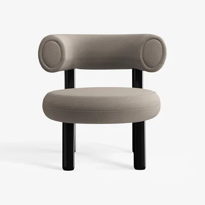 Tom Dixon Tom Dixon - Fat Black Steel Lounge Chair - Grey (Kvadrat Hero 2 0212)