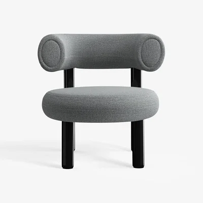 Tom Dixon Tom Dixon - Fat Black Steel Lounge Chair - Mid Grey (Kvadrat Hallingdal 0130)