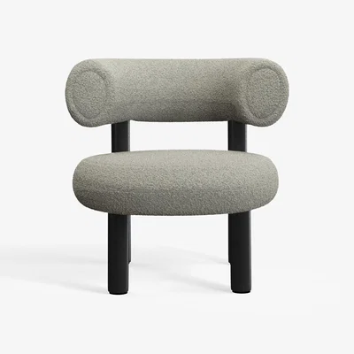 Tom Dixon Tom Dixon - Fat Black Wood Lounge Chair - Grey White (Kvadrat Elle 0230)