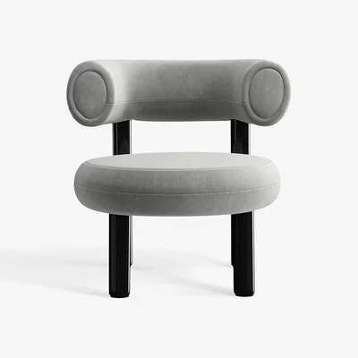 Tom Dixon Tom Dixon - Fat Black Steel Lounge Chair - Silver (Royal 125)