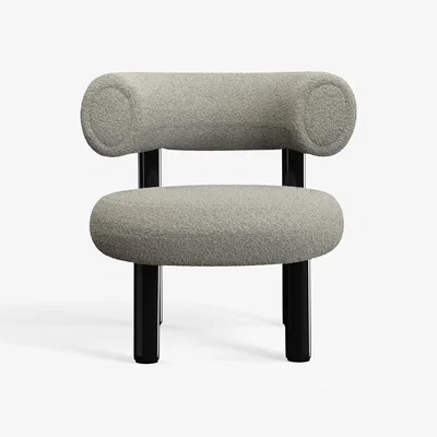 Tom Dixon Tom Dixon - Fat Black Steel Lounge Chair - Grey White (Kvadrat Elle 0230)