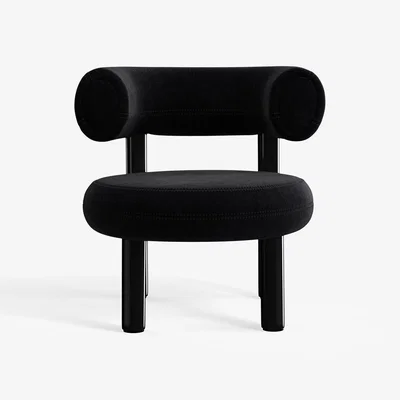 Tom Dixon Tom Dixon - Fat Black Steel Lounge Chair - Black (Kvadrat Gentle 0193)