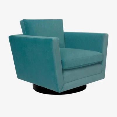 Tobias Oliver Jonathan Adler I Sebastian Swivel Chair I Canterbury Peacock & Ebony