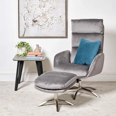 Woods Furniture Helena Chair and Footstool - Grey