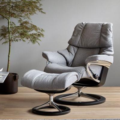 Woods Furniture Stressless Reno Recliner With Signature Base Footstool Small Chair Batick Leather