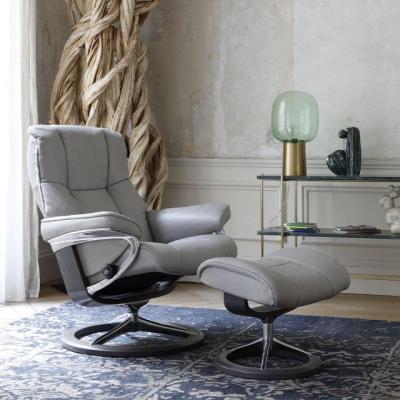 Woods Furniture Stressless Mayfair Recliner with Signature Base Footstool Large Chair Paloma Leather