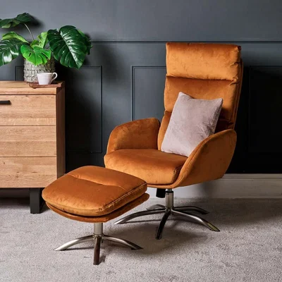 Woods Furniture Helena Chair and Footstool - Mustard