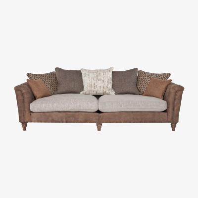 Barker and Stonehouse Darwin Grand Split Frame Pillow Back Sofa, Leather and Fabric Mix