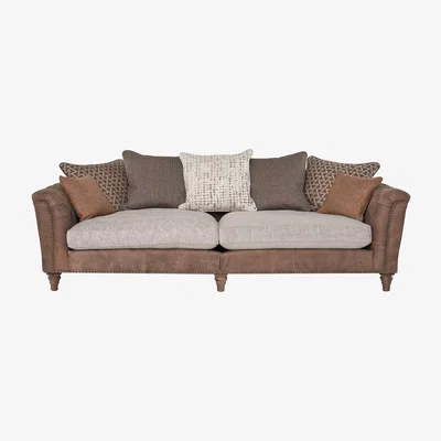Barker and Stonehouse Darwin Grand Split Frame Pillow Back Sofa, Leather and Fabric Mix
