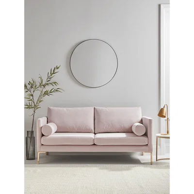 Cox and Cox Rene Velvet Sofa - Soft Blush
