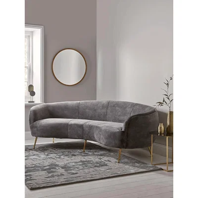 Cox and Cox Deep Grey Velvet Curved Sofa