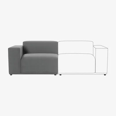 Dunelm Modular Cruz Velvet Left Hand Piece Steeple Grey
