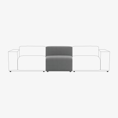 Dunelm Modular Cruz Velvet Armless Seat Steeple Grey