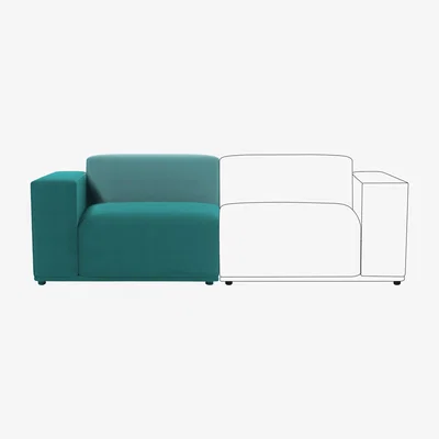 Dunelm Modular Cruz Velvet Left Hand Piece Peacock