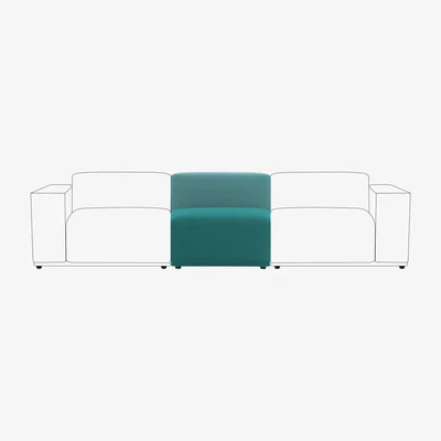 Dunelm Modular Cruz Velvet Armless Seat Peacock
