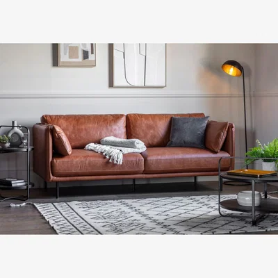 Furniture123 Wigmore Sofa in Brown Leather - Caspian House