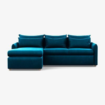 Heal's Heal's Pillow Medium LHF Corner Chaise Sofa Brushed Cotton Mist Black Feet - Heal's UK Furniture