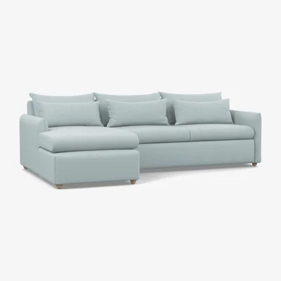 Heal's Heal's Pillow Large LHF Corner Chaise Sofa Brushed Cotton Mist Black Feet - Heal's UK Furniture