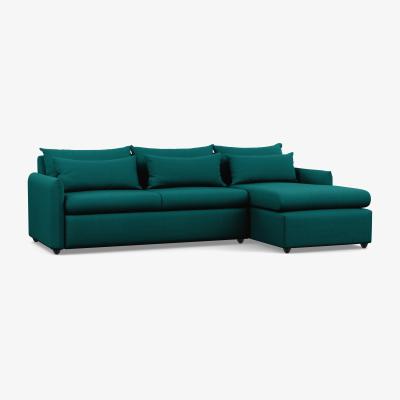 Heal's Heal's Pillow Large RHF Corner Chaise Sofa Brushed Cotton Pine Black Feet - Heal's UK Furniture