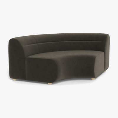 Heal's Heal's Lilli Curved Corner Unit Module Velvet Charcoal Natural Ash Feet - Heal's UK Furniture
