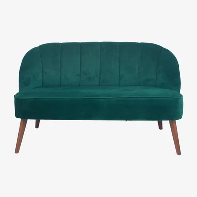 La Redoute Forest Green Velvet Sofa with Walnut Effect Legs