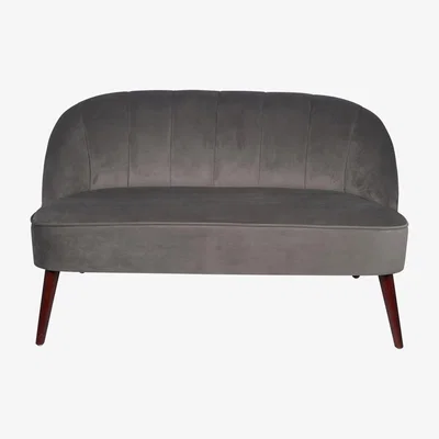 La Redoute Dove Grey Velvet Sofa with Walnut Effect Legs