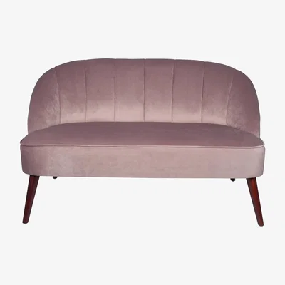 La Redoute Blush Pink Velvet Sofa with Walnut Effect Legs