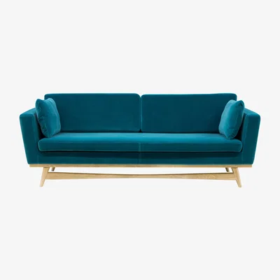 Made in Design Straight sofa - / L 210 cm - Velvet by RED Edition Blue/Natural wood
