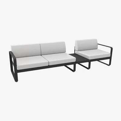 Made in Design Bellevie Straight sofa - / No. 1 B - l 275 cm - Grey-white fabric by Fermob White