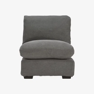 OKA Savile Linen Armless Sofa Chair - Charcoal