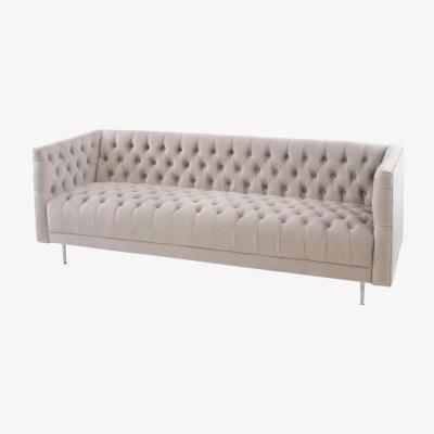 Olivia's Libra Arya Button Detail Three Seater Sofa Mink Velvet