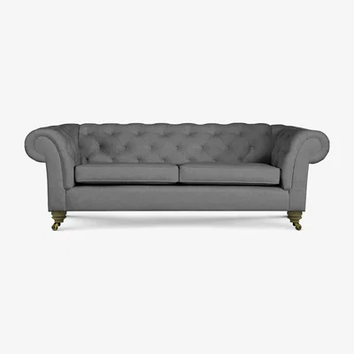 Perch and Parrow Delcor Chesterfield Large Sofa in Eggshell Grey