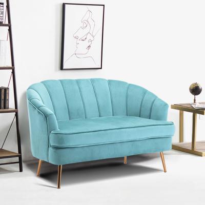 The Range Modern Velvet Double Tub Sofa With Cushions - Light Blue