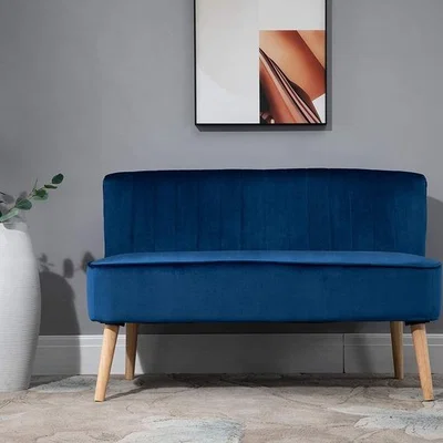 The Range Modern Double Seat Sofa with Wooden Frame - Blue
