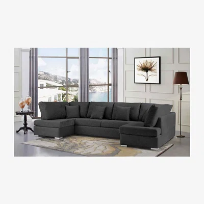 The Range Ollie Large U Shape Sofa Velour Velvet Fabric - Cosmic