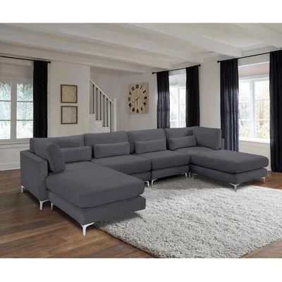The Range Finley Full Back Large Corner U Shape Sofa - Grey