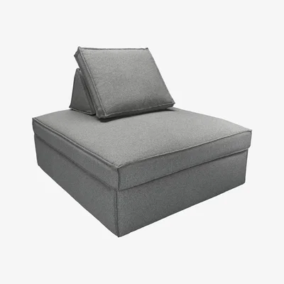 Sofa.com Harry Large Pouffe with bolster cushion in Storm Soft Sustainable Wool - sofa.com
