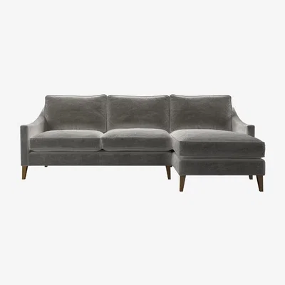 Sofa.com Nearly New Iggy Medium RHF Chaise Sofa in Squirrel Cotton Matt Velvet - sofa.com
